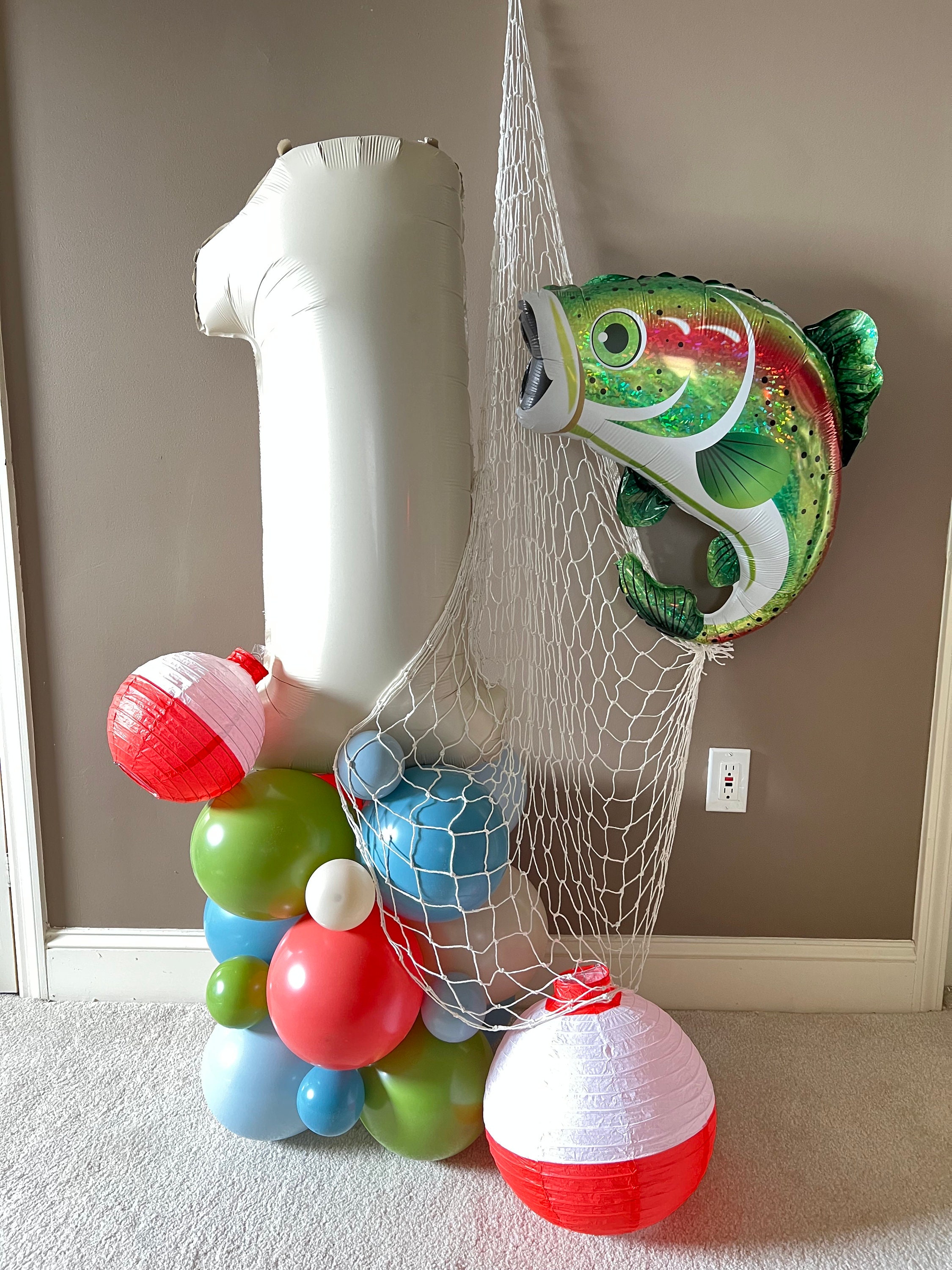 OFISHally One Balloon Tower Kit | Gone Fishing Balloons | The Big One  Birthday Party | Fish Birthday Party | Little Fisherman Balloons