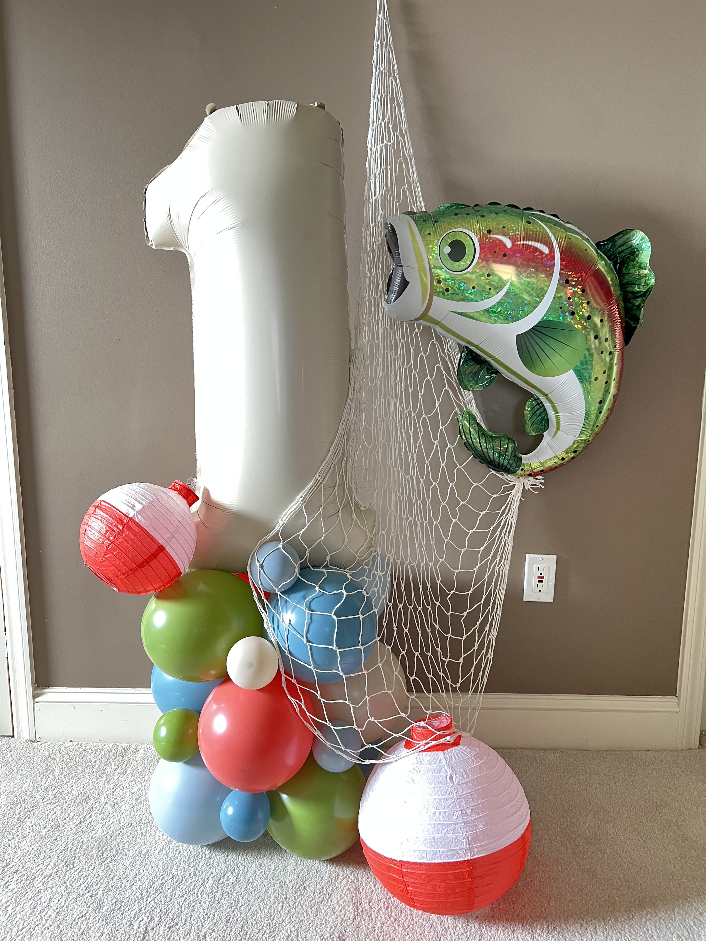 Ofishally One Balloon Tower Kit Gone Fishing Balloons the Big One Birthday  Party Fish Birthday Party Little Fisherman Balloons 