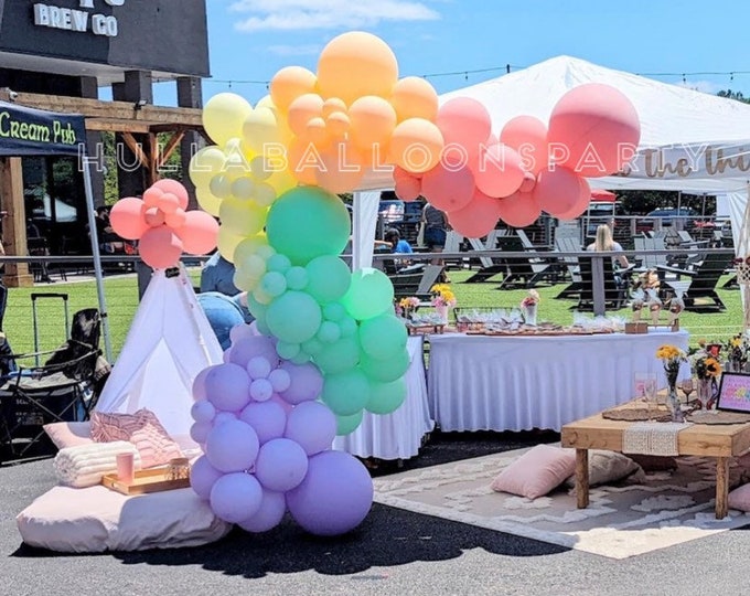 Pastel Rainbow Balloon Garland Kit | Boho Balloon Garland | Carnival Birthday Balloons | Boho Bridal Shower Decor