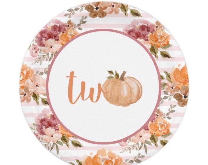 Little Pumpkin Plates Dessert | Our Little Pumpkin is Two | Little Pumpkin First Birthday | Fall Second Birthday Cake Plates