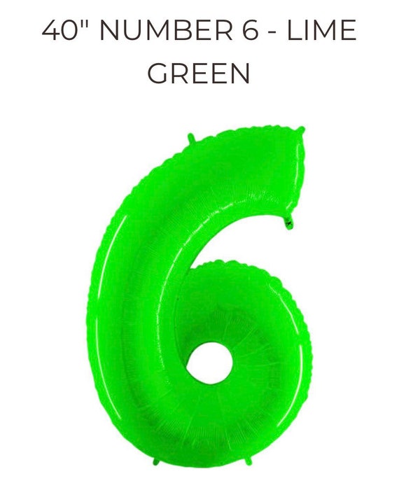 Palloncino numero 6 verde lime / Palloncini verdi per il sesto compleanno /  Palloncini numerici / Palloncini foil grandi / Sei palloncini verdi /  Compleanno Tartarughe -  Italia