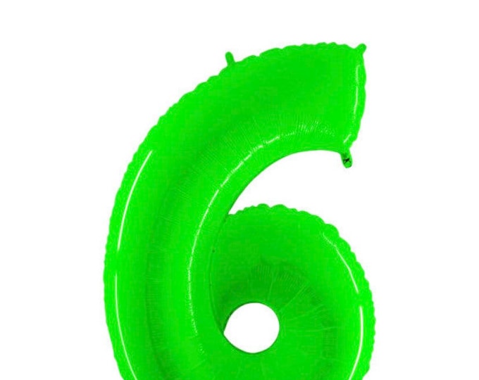 Lime Green Number 6 Balloon | Green Sixth Birthday Balloons | Number Balloons | Large Foil Balloons | Green Six Balloons | Turtles Birthday