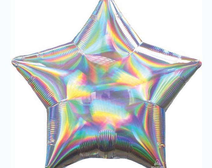 Twinkle Little Star Balloons | Iridescent Silver Star Balloon | Birthday Party Decor | Galaxy Birthday Balloons | Silver Star Balloons