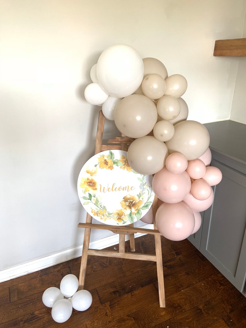 White and Blush Balloon Garland Boho Birthday Party Here Comes The Sun Baby Shower Boho first Birthday image 7