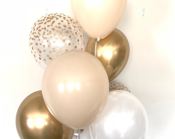 Blush and White Balloons | Blush Wedding Decor | Beach Wedding Decor | Beige Balloons | Beach Bridal Shower Decor