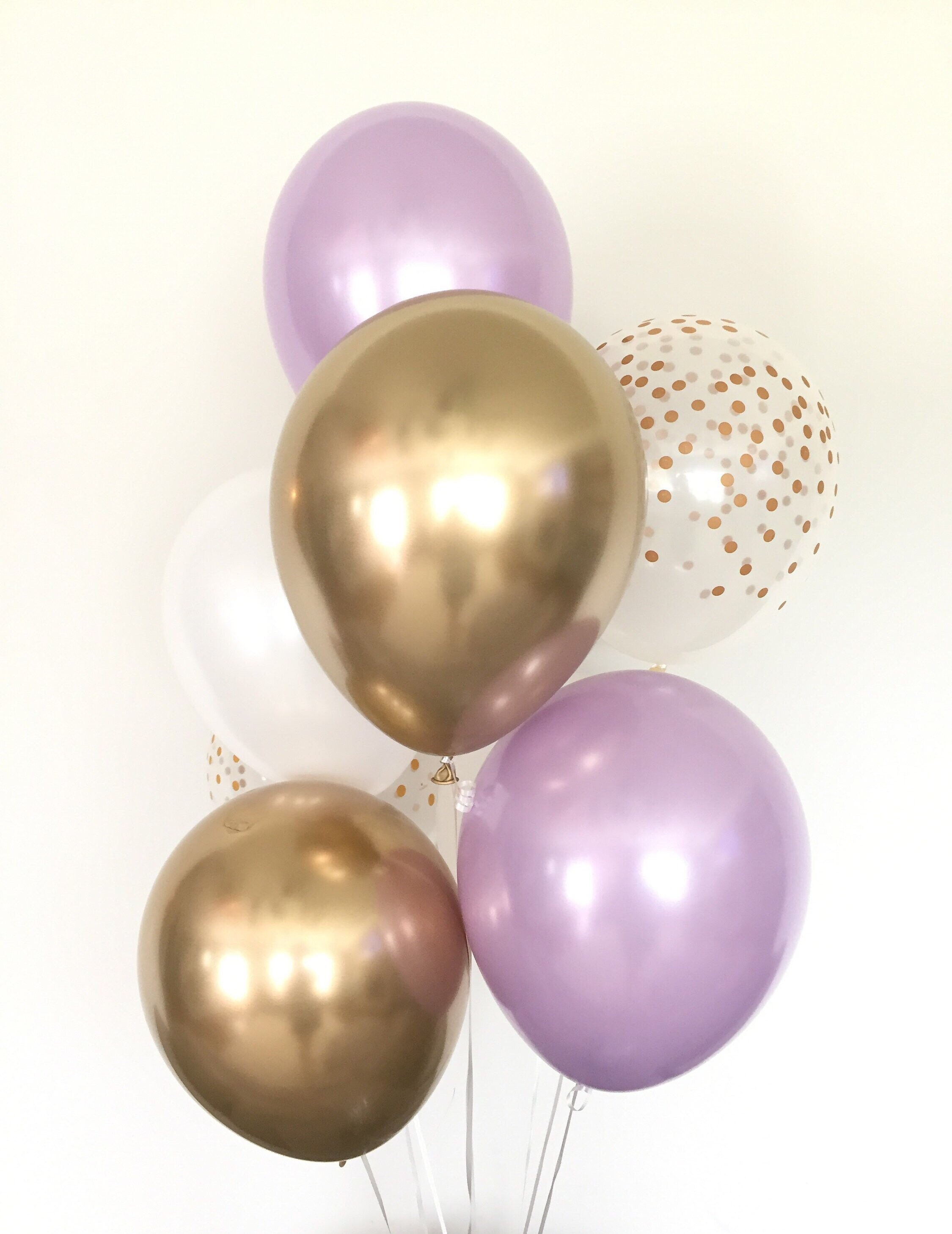 Lavender White Pearl Metallic Balloons With Gold Confetti - Temu