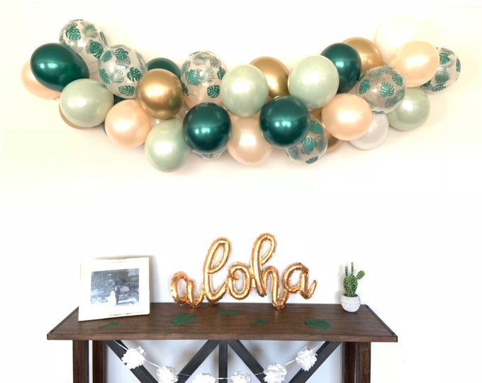 Tropical Balloon Garland | Sage Green and White Bridal Shower Decor | Tropical Baby Shower | Tropical Bridal Shower Decor