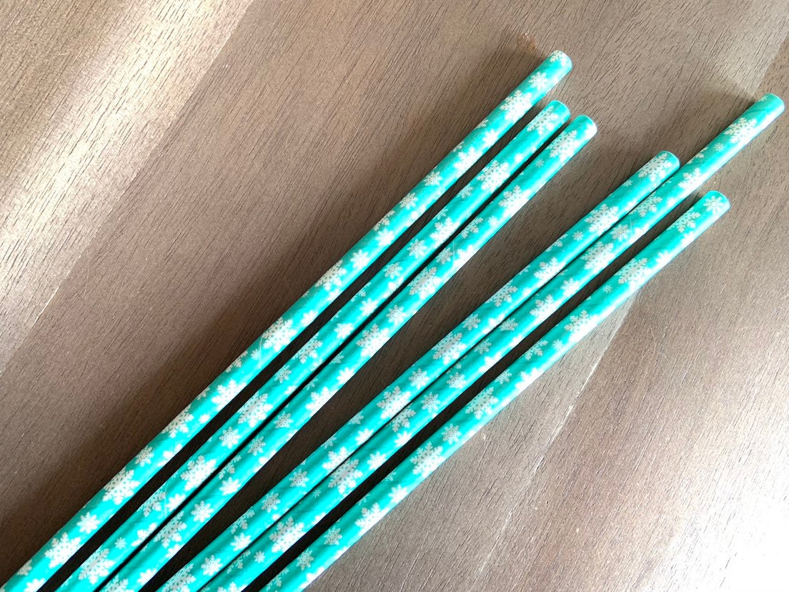 Little Snowflake Straws  Teal Winter ONEderland Party Straws