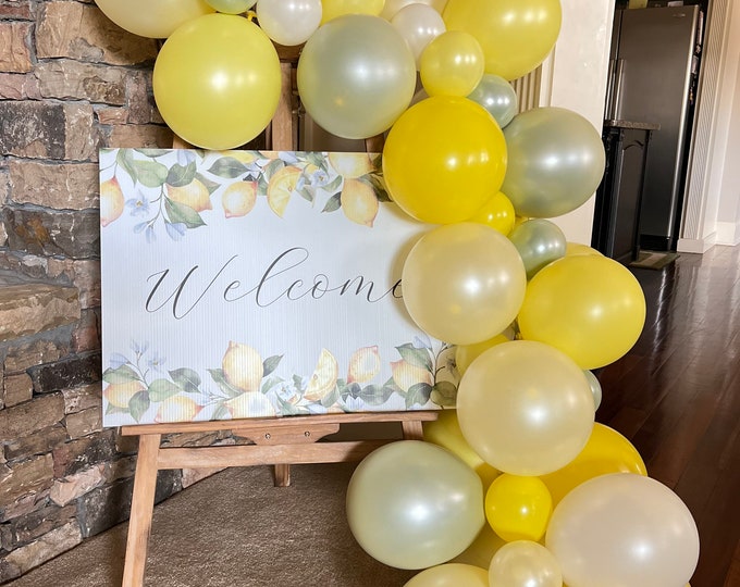 Lemon and Sage Balloon Garland | She Found Her Main Squeeze Bridal Shower Decor | Love is Sweet Bridal Shower | It's Sweet To Be One First