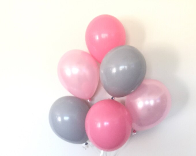 Pink and Gray Balloon Bouquet | Pink and Gray Balloons | Pink Balloons | Pink and Gray Baby Shower Decor | Pink & Gray Bridal Shower Decor