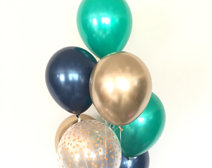 Green and Navy Balloons | Navy Birthday Balloons | Little Man Baby Shower Decor | Hunter Green Balloons | Wild One Birthday Party