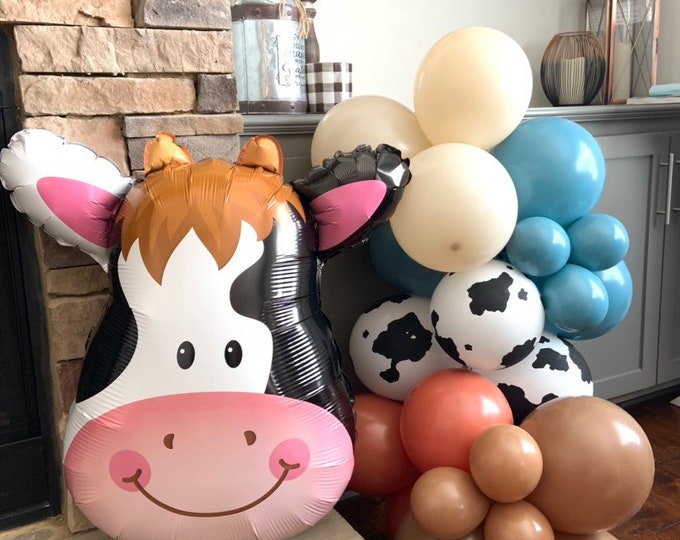 Barnyard Balloon Garland | Farm Balloon Garland | Oink Moo Cockadoodle Doo Birthday Party | Giddy Up CowGirl Cowboy First Rodeo Balloons