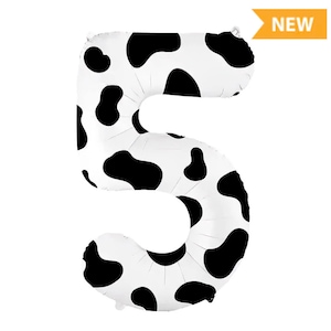 Cow Print Number 5 Balloon | Cowboy Birthday Balloons | Mylar Number Balloons | Large Foil Balloons | Barnyard Birthday Balloons | Western