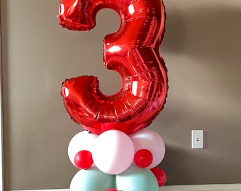 Gingerbread Number Balloon Tower Kit | Oh Snap Gingerbread Birthday Decor | Christmas Party Balloon Display | Oh What Fun | Merry Birthday