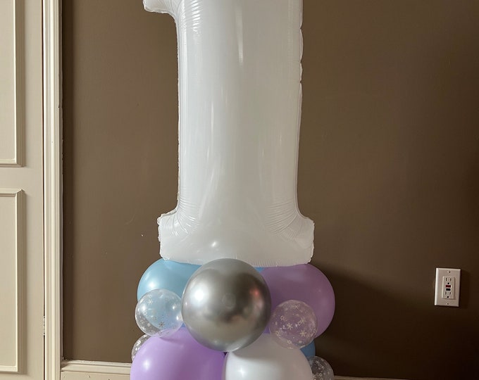 Snowflake Balloon Tower Kit | Winter Wonderland Birthday Decor | Snow Much Fun Balloon Display | Winter Baby Shower | Winter Bridal Shower