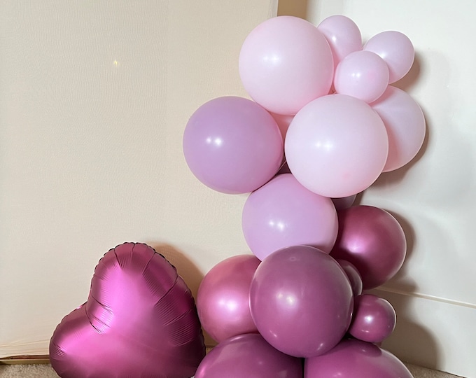 Wine Balloon Garland | Purple Baby Shower Decor | Moody Valentine Bridal Shower | Matte Balloons