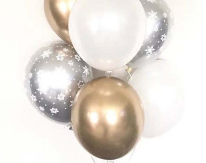 Winter ONEderland Balloons | Gold and White Baby Shower Decor | Snowflake Balloons | Winter Bridal Shower Decor | Baby It's Cold Outside