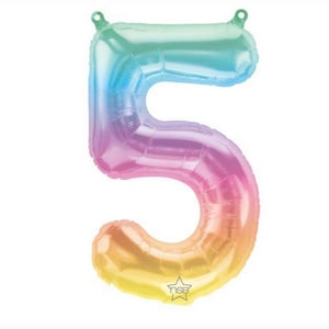 5th Birthday Balloons | Fifth Birthday Party Decor | 5th Birthday Banner | Rainbow Birthday Party Photo Props | 16&quot; Jelli Number Balloons