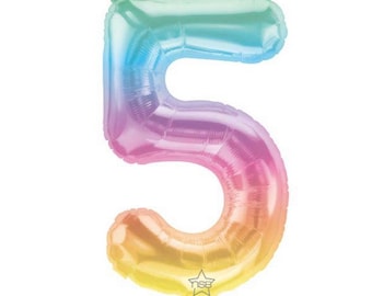 5th Birthday Balloons | Fifth Birthday Party Decor | 5th Birthday Banner | Rainbow Birthday Party Photo Props | 16&quot; Jelli Number Balloons