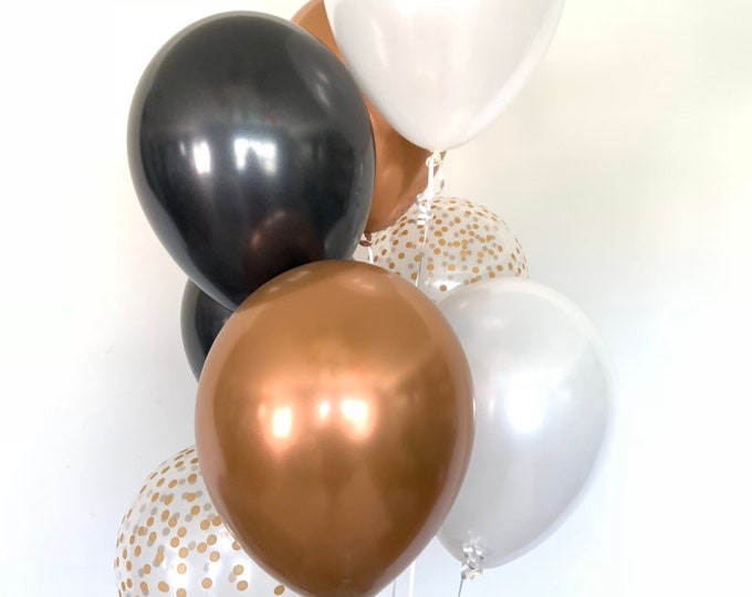 Black and Copper Balloons | New Chrome Copper Balloons | Black and White Balloons | Succulent Baby Shower Decor | Modern Birthday Balloons