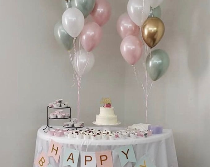 Sage Green and Blush Balloons | Light Green Wedding Decor | Green and Pink Balloons | Blush and Green Balloons | Sage Green Bridal Shower