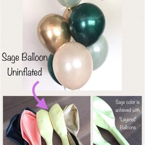 Green , Gold and White Balloons Light Green Wedding Decor Green and Gold Balloons Chrome Gold Balloons Sage Green Bridal Shower Decor image 2