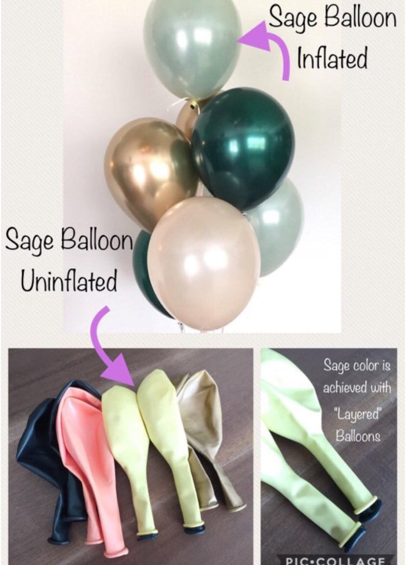 Green , Gold and White Balloons Light Green Wedding Decor Green and Gold Balloons Chrome Gold Balloons Sage Green Bridal Shower Decor image 2