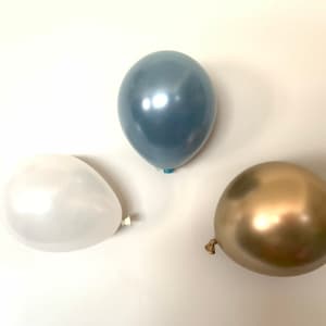 Mini Slate Blue and Gold Balloons | Slate Blue Wedding Decor | Mini Latex Balloons | Chrome Gold Balloons | Dusty Blue Bridal Shower Decor