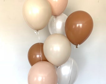 Muted Brown Balloons | Neutral Balloons | Nude Balloons | Dried Palms Bridal Shower Decor | White and Tan Balloons | Tan and Brown