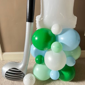 Golf Balloon Tower Kit | Golf Balloons | Hole in One Birthday Party | Fore Birthday Party | Little Caddie Balloons | Golf Ball Tower Kit