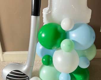 Golf Balloon Tower Kit | Golf Balloons | Hole in One Birthday Party | Fore Birthday Party | Little Caddie Balloons | Golf Ball Tower Kit