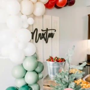 Eucalyptus and White Sand Balloon Garland | Woodland Bridal Shower Decor | Woodland Baby Shower | Welcome Sign Garland