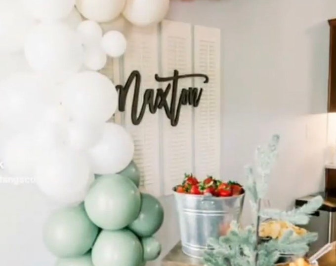 Eucalyptus and White Sand Balloon Garland | Woodland Bridal Shower Decor | Woodland Baby Shower | Welcome Sign Garland