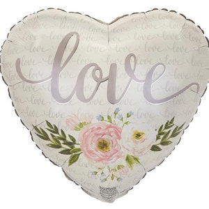 Love Balloons | Anniversary Party Decor | Wedding Balloons | Floral Heart Balloon | Bridal Shower Balloons