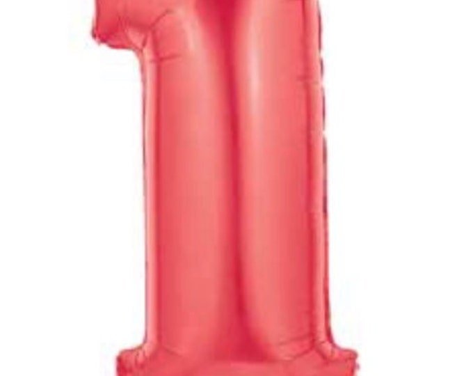 Red Number 1 Balloon | Red First Birthday Balloons | Mylar Number Balloons | Large Foil Balloons | Red One Balloons
