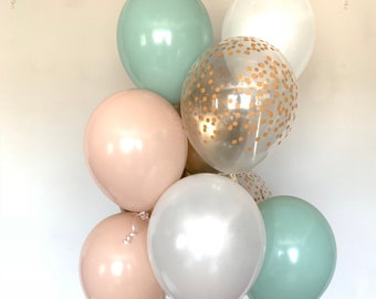 Mint and Cameo Balloons | Mint and Blush Balloons | Boho Birthday Balloons | Worth The Wait Bridal Shower