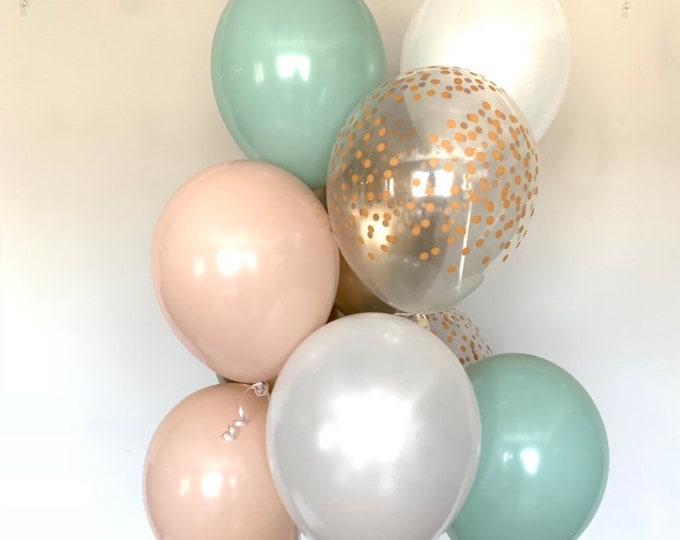 Mint and Cameo Balloons | Mint and Blush Balloons | Boho Birthday Balloons | Worth The Wait Bridal Shower