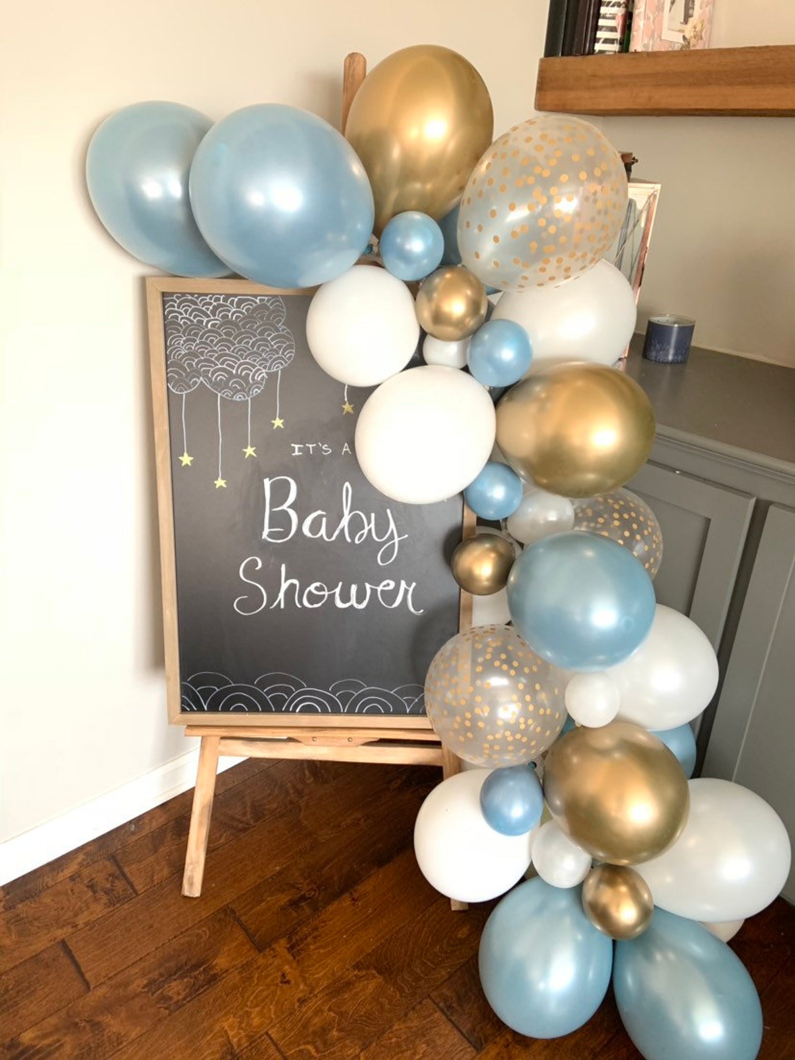 Slate Blue and White Balloon Garland Kit Dusty Blue Bridal Etsy