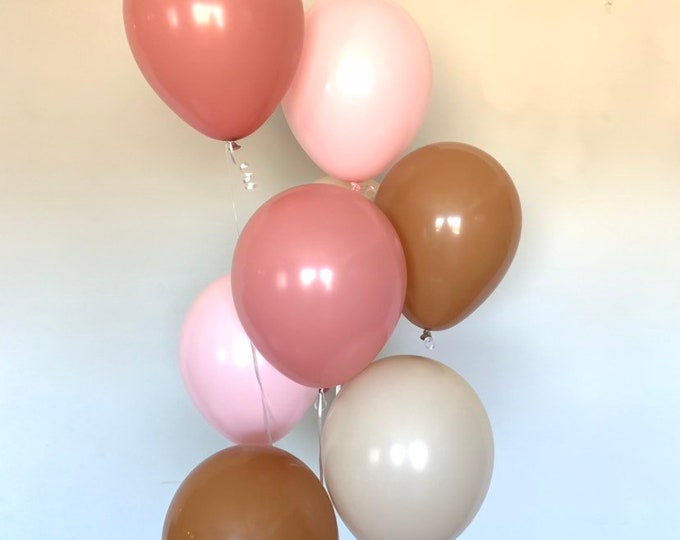 Pastel Matte Pink Balloons | Mocha and Pink Blush Balloons | Blush Bridal Shower Decor | Blush Baby Shower | Blush Birthday Balloons