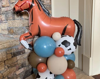 Horse Balloon Tower Kit | My First Rodeo Birthday Balloon Tower | Cowboy Baby Shower Decor | Last Rodeo Bridal Shower | Cowgirl Baby Shower