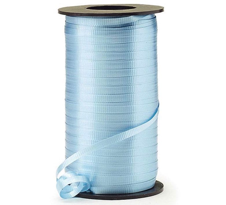 Light Blue Balloon Ribbon, Blue Balloon String, Blue 3/16” Crimped  Curling Ribbon, Roll of Ribbon, Blue Ribbon