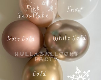 Winter Glam Balloons | Holiday Party Decor | Winter ONEderland Birthday | Snowflake Baby Shower | Rose Gold Baby Block Boxes | Custom Garl
