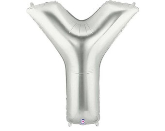 Silver Letter Y Balloon | Jumbo 40” Letter Y Balloon Silver Birthday Balloons | Mylar Letter Balloons | Large Silver Mylar Balloons