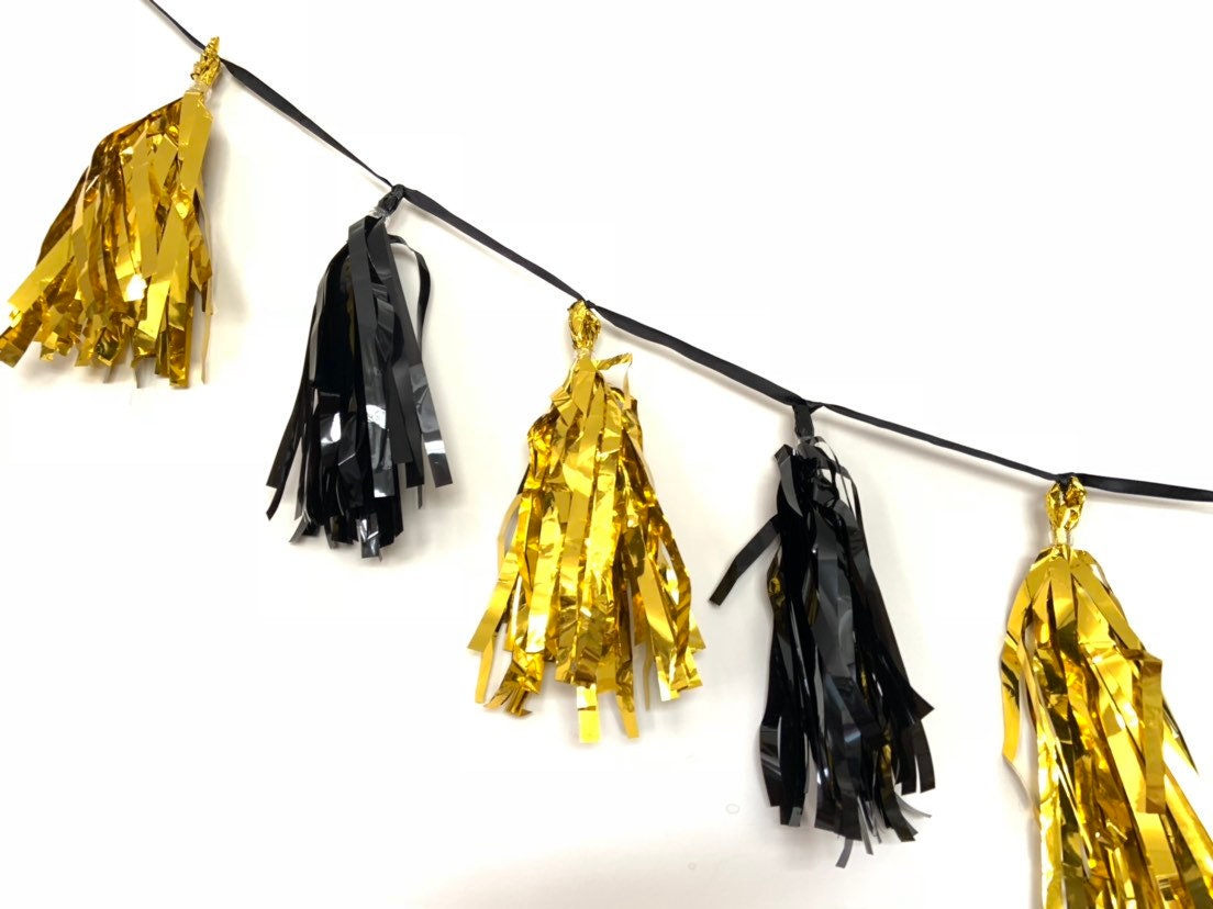 Black and Gold Tassels Junbo Balloon Tassels Gold Bridal Shower