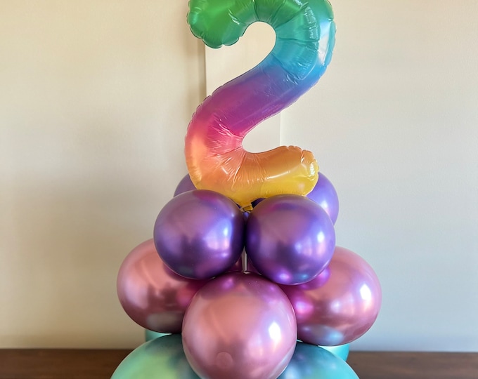 Second Birthday Balloon Centerpiece | 2nd Birthday Balloons | Second Birthday Tabletop Balloons | Table Numbers