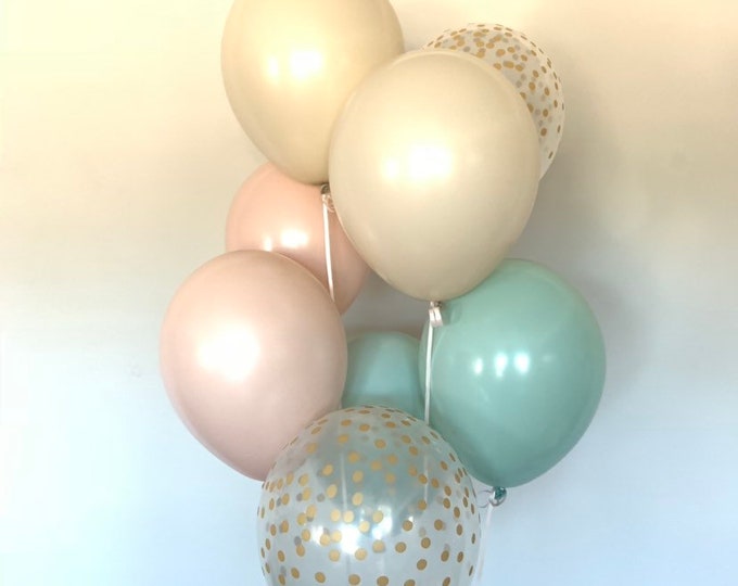 Blush and Mint Balloons | Blush Wedding Decor | Muted Balloons | Willow Balloons | Natural Bridal Shower Decor