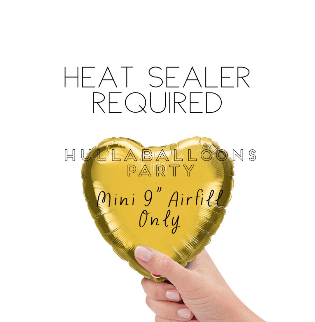 Air-fill Only Mini 9” Gold Heart Balloon | HEAT SEALER REQUIRED ...