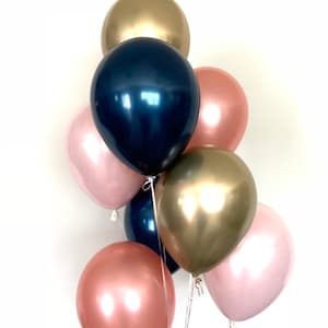 Pink Blush Balloons | Blush and Navy Balloons | Gold and Blush Balloons | Navy Blush Bridal Shower Decor | Blush Baby Shower