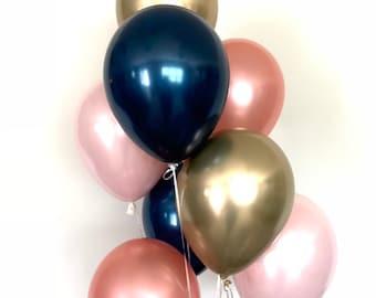 Pink Blush Balloons | Blush and Navy Balloons | Gold and Blush Balloons | Navy Blush Bridal Shower Decor | Blush Baby Shower