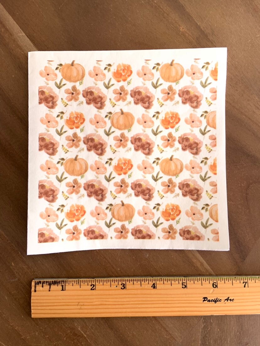 Little Pumpkin Napkins Luncheon Fall Floral and Pumpkin Napkins
